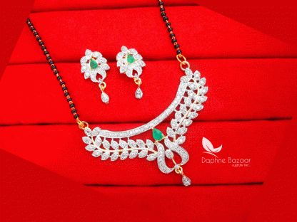 S751, Daphne Green Zircon Art Mangalsutra set for Women