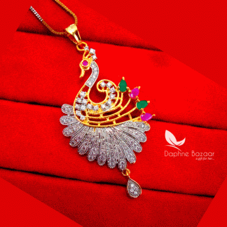 Z46, Daphne Zircon Peacock Meenakari Zircon Pendant For Women