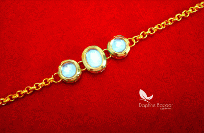 BR56, DAPHNE TRADITIONAL KUNDAN RAKHI BRACELET FOR RAKSHA BANDHAN WITH HOOK-closer view