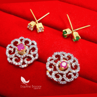 CE38, SixInOne Changeable Studded Zircon Earrings for Women, Best Anniversary Gift. -pink