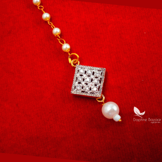 MAG59, Daphne Zircon Carving Maang Tikka with Pearls for Women