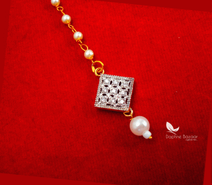 MAG59, Daphne Zircon Carving Maang Tikka with Pearls for Women