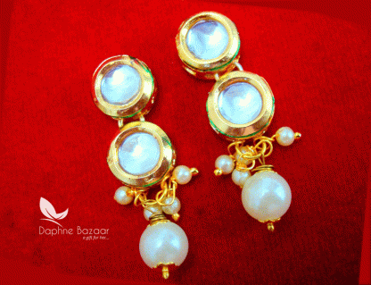 NC55, Traditional Pearl Kundan Earrings, for Women