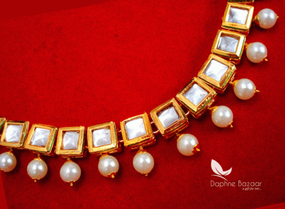 NC57, Traditional Pearl Kundan Necklace Set, for Women-closer view