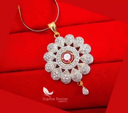 PN17, Daphne Pink Flora Premium Quality Zircon Pendant Gift for Wife