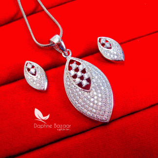 PN20, Daphne Blossom Premium Quality Zircon Pendant With Earrings Gift for Wife -closer view