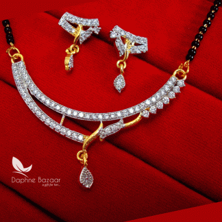 S77, Daphne New Indian Fashion Zircon Studded Mangalsutra set With Earrings for Women