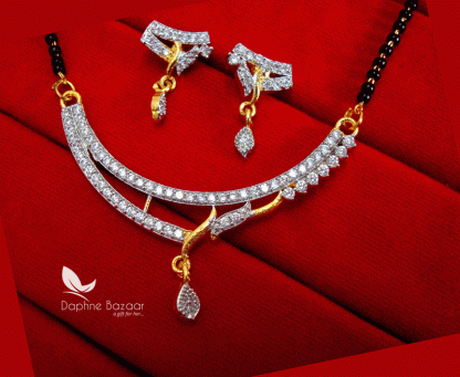 S77, Daphne New Indian Fashion Zircon Studded Mangalsutra set With Earrings for Women