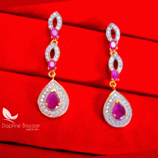 ZE32, Daphne Pink Zircon Designer Earrings Best Surprise Birthday Gift for Wife