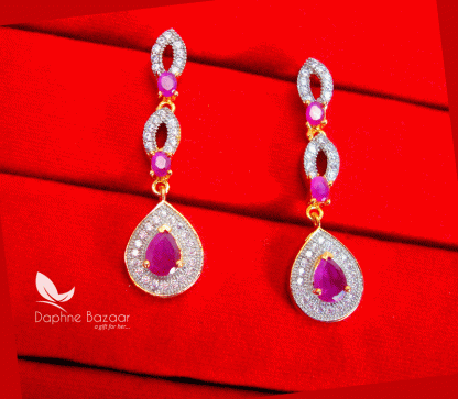 ZE32, Daphne Pink Zircon Designer Earrings Best Surprise Birthday Gift for Wife