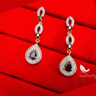 ZE33, Daphne Black Zircon Designer Earrings Best Surprise Birthday Gift for Wife