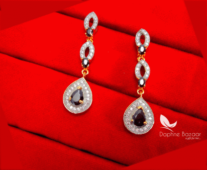 ZE33, Daphne Black Zircon Designer Earrings Best Surprise Birthday Gift for Wife