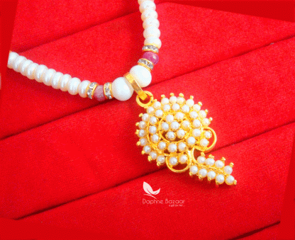 NC62, Daphne Polki Set Pearls Designer Long Pendant Best Rakhi Gift