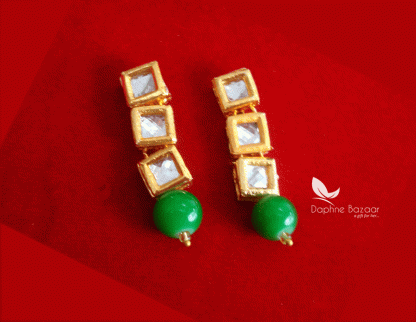 NC63, Traditional Multi Color Pearl Kundan Earrings, for Women