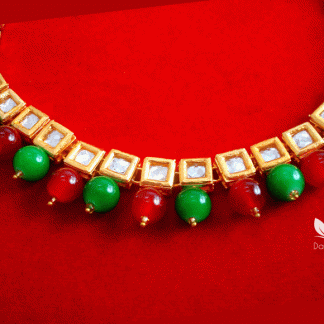 NC63, Traditional Multi Color Pearl Kundan Necklace Set, for Women