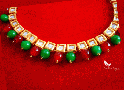 NC63, Traditional Multi Color Pearl Kundan Necklace Set, for Women