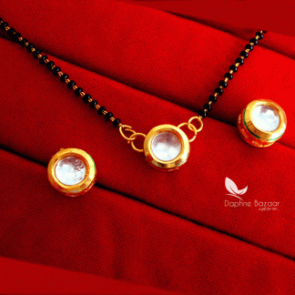 S82, Daphne Bollywood Actress Gauri Kundan Style Mangalsutra With Earrings for Women