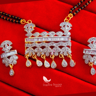 S85, Daphne Silver Art Zircon Mangalsutra set with Earrings for Women