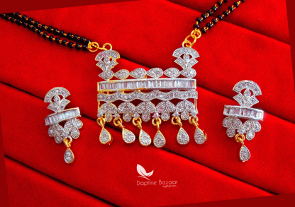 S85, Daphne Silver Art Zircon Mangalsutra set with Earrings for Women