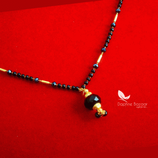T79, Daphne Handmade golden black beads Mangalsutra Chain, Gift for Wife