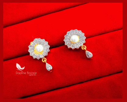 Z82, Daphne Zircon Round Pearl Earrings Gift for Wife