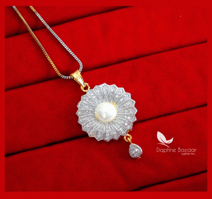 Z82, Daphne Zircon Round Pearl Pendant Gift for Wife