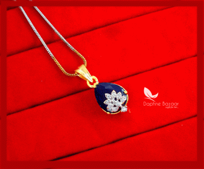 Z83, Daphne Navy Blue Zircon Designer Pendant Women, Gift for wife