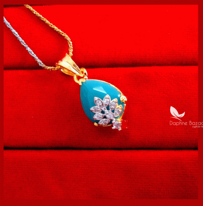 Z84, Daphne Turquoise Zircon Designer Pendant Earrings for Gift for wife