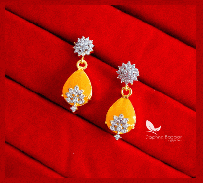 Z85, Daphne Yellow Zircon Designer Earrings for Valentine Gift for wife