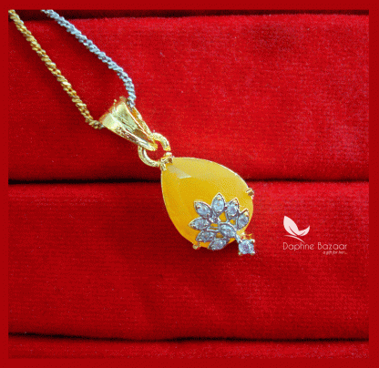 Z85, Daphne Yellow Zircon Designer Pendant for Valentine Gift for wife