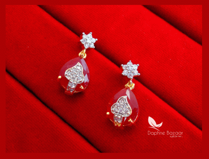 Z86, Daphne Maroon Zircon Designer Earrings for Gift for wife