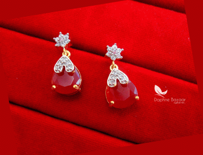 Z87, Daphne Maroon Zircon Designer Earrings for Gift for wife