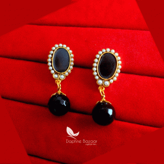 ZE42, Daphne Black Polki Hanging Partywear Earrings