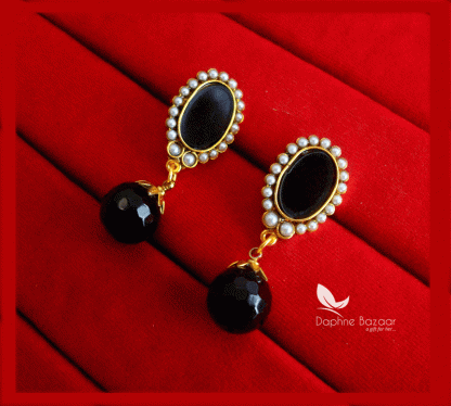 ZE42, Daphne Black Polki Hanging Partywear Earrings -view 2