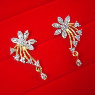 E17B, Daphne Designer Flora Zircon Earrings With Small Hanging for Women