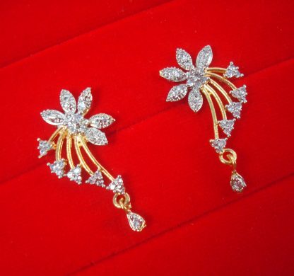 E17B, Daphne Designer Flora Zircon Earrings With Small Hanging for Women