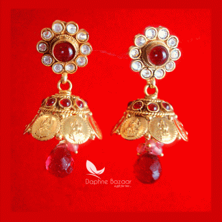 JM12, Daphne Pink Drop Jhumki Earrings Wedding Gift for Wife