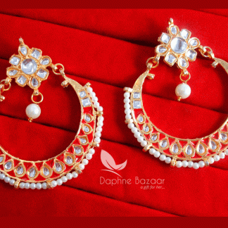 KE44, Daphne Red Fashion Gold Plated Kundan Earrings For Women
