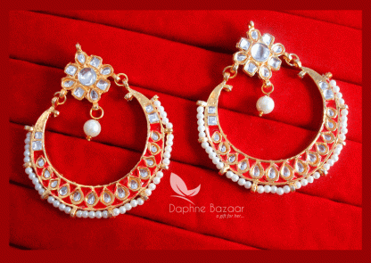 KE44, Daphne Red Fashion Gold Plated Kundan Earrings For Women