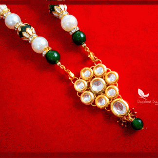 NC20, Daphne Kundan Green Stone With Multicolor Pearl Chain For Women
