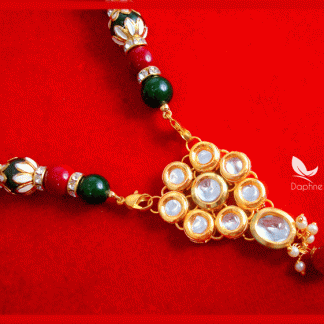 NC21, Daphne Kundan Maroon Stone With Pearl Chain For Women