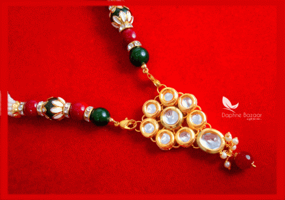 NC21, Daphne Kundan Maroon Stone With Pearl Chain For Women