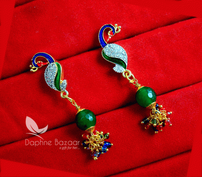 NC23 Daphne Zircon Peacock Meenakari Earrings for Women, Gift for Wife
