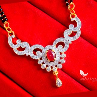 S60B, Pink Zircon Art Mangalsutra Set for Women