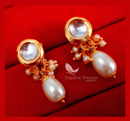 S87, Daphne Bollywood Actress Chandni Kundan Style Earrings Karwa Chauth Special For Women-view2