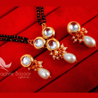 S87, Daphne Bollywood Actress Chandni Kundan Style Mangalsutra With Earrings Karwa Chauth Special For Women