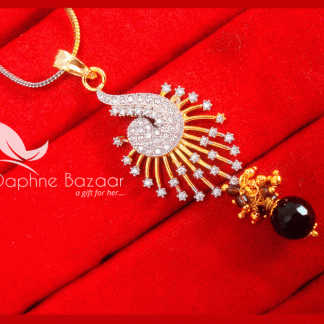 Z94P, Daphne Shimmering Black Zircon Studded Pendant Karwa Chauth Special