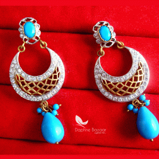 ZE57, Daphne Firozi Handmade Stone With Firozi Droplet earrings, Gift For Wife