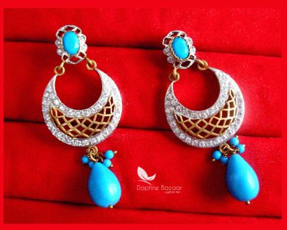 ZE57, Daphne Firozi Handmade Stone With Firozi Droplet earrings, Gift For Wife