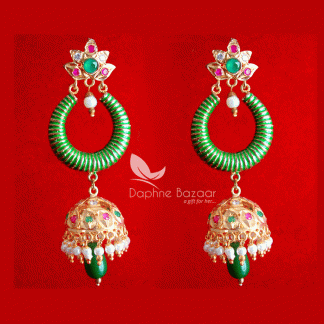 ZE59, Daphne Multicolour Earrings With Jhumki Style Karwa Chauth Special For Wife